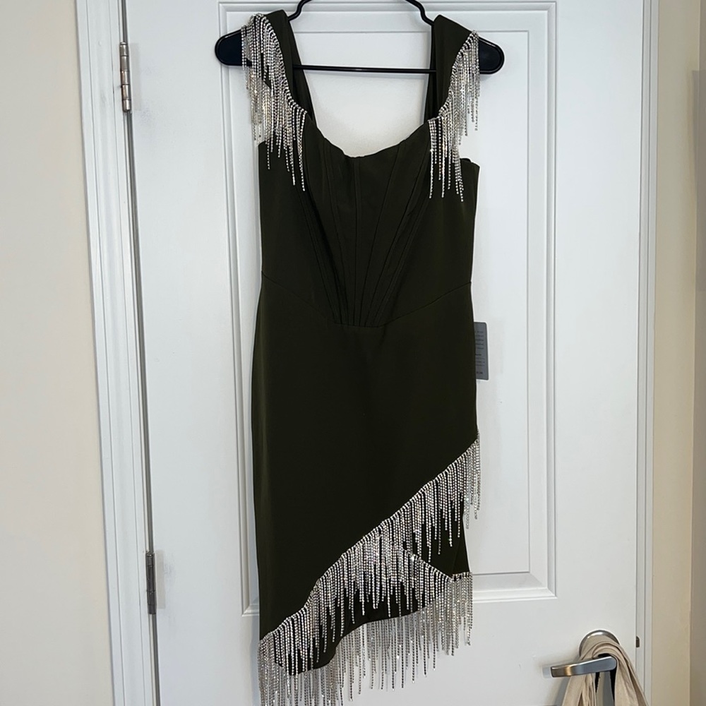 Lavish Alice Bardot Corset Beaded-Fringe Dress